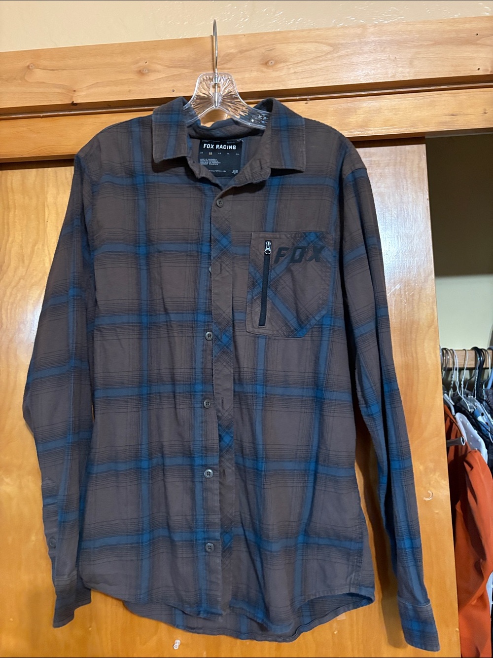 Fox Plaid Long-Sleeve Button-Down Shirt in Brown and Blue